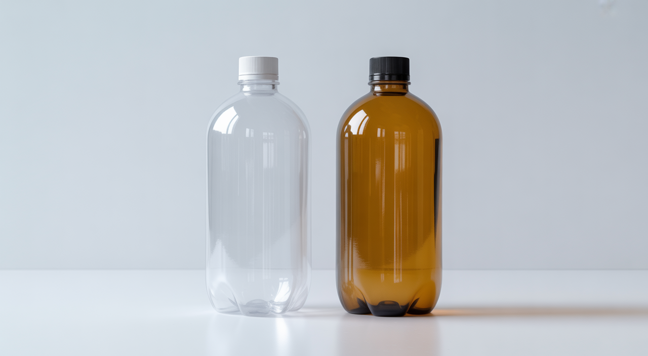Assortment of plastic drink bottles for various beverages