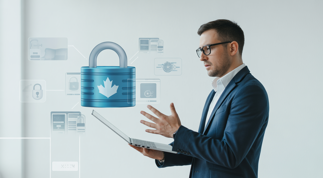 Cybersecurity consultant in Canada advising an international business on data protection and compliance