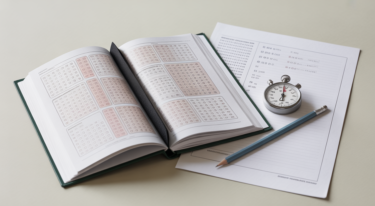 Student using ACT and SAT study guides to plan a 4-week exam prep schedule