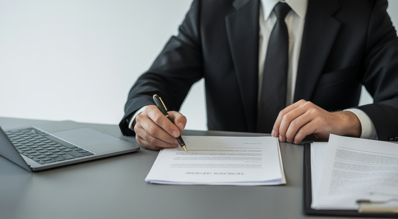 Lawyer reviewing and drafting terms and conditions contract for an online business